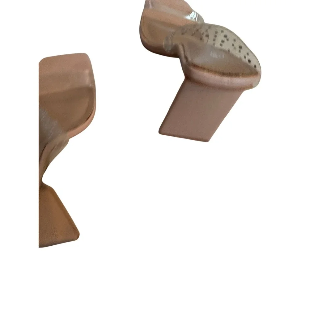 Mudd Womens Clear Rhinestone Square Toe Block Heel Slide Sandals Tan Size 7.5 - Picture 3 of 11